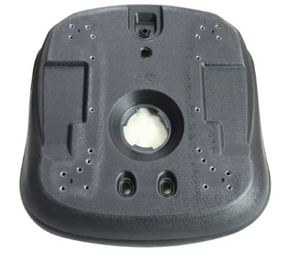 灰色 PVC 塑料模压桶形座椅，带多个安装孔